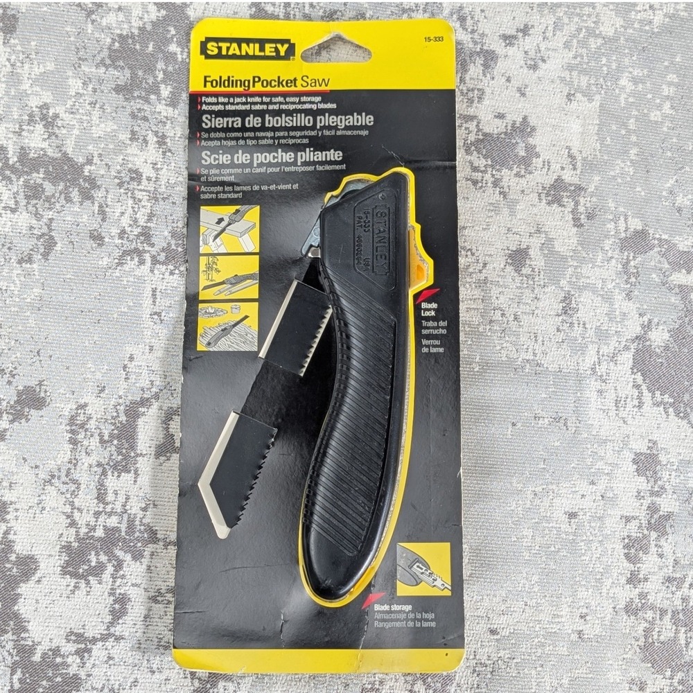 Stanley 15-333 Folding Pocket Saw Black Yellow USA Made New Old Stock